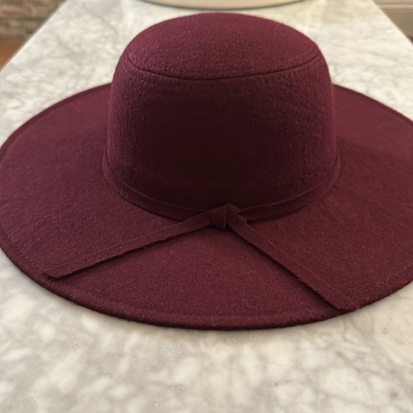 Leith wide brim hat burgundy red OS - Picture 2 of 4